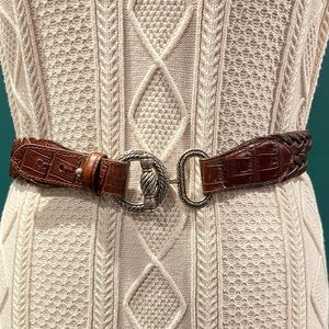 Harness wide belt, Cognac Mahogany. Horse bit vintage Lands’ End leather belt